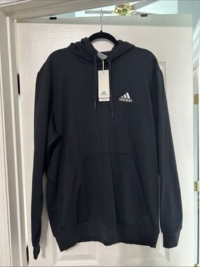 adidas Black Pullover Hoodie with White Logo